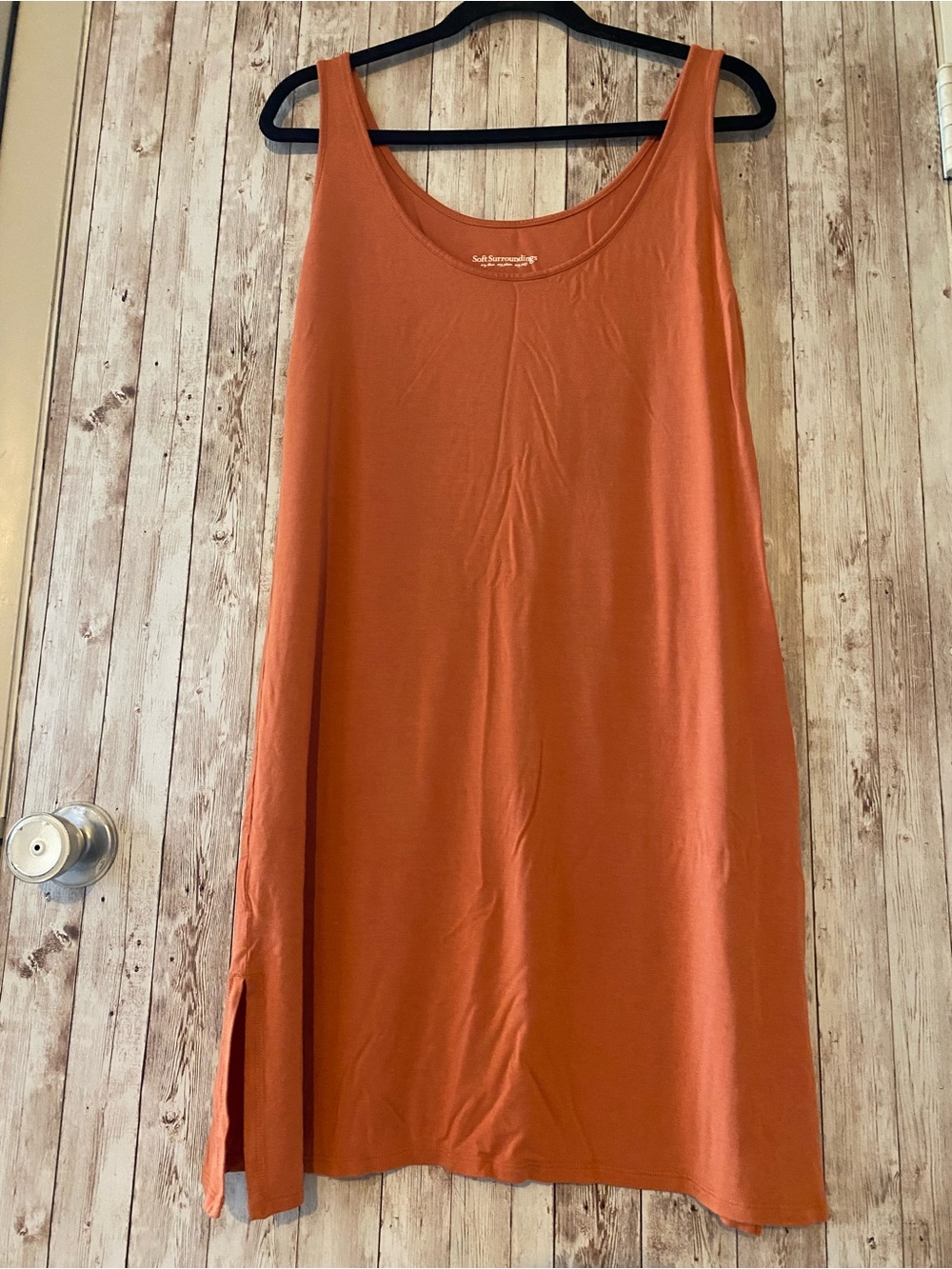 Soft Surroundings Women's Large Scoop Neck Tank Dress - Rust, very soft, stretch